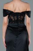Abendkleid Lang Satin Schwarz ABU2374