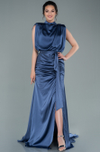 Grau-Indigo Abendkleid Satin Lang ABU2133