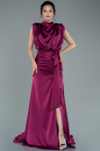 Pflaume Abendkleid Satin Lang ABU2133
