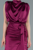 Pflaume Abendkleid Satin Lang ABU2133