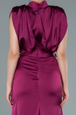 Pflaume Abendkleid Satin Lang ABU2133
