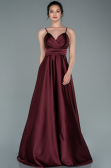Abschlusskleid Lang Satin Weinrot ABU2375
