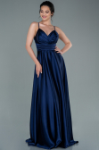 Abschlusskleid Lang Satin Marineblau ABU2375