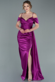 Abendkleid Lang Satin Fuchsie ABU2379