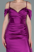Abendkleid Lang Satin Fuchsie ABU2379