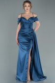 Abendkleid Lang Satin Indigo ABU2379