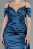 Abendkleid Lang Satin Indigo ABU2379