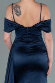 Abendkleid Lang Satin Marineblau ABU2379