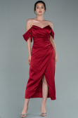 Partykleid Midi Satin Weinrot ABK1404