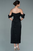Partykleid Midi Satin Schwarz ABK1404