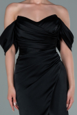 Partykleid Midi Satin Schwarz ABK1404