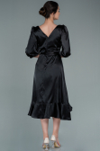 Partykleid Midi Satin Schwarz ABK1409
