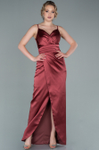 Abendkleid Satin Lang Rot ABU564
