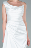 Weiß Abschlusskleid Satin Lang ABU2173