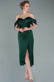 Partykleid Midi Satin Smaragdgrün ABK1404