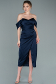 Partykleid Midi Satin Marineblau ABK1404