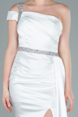 Abendkleid Lang Satin Weiß ABU2363