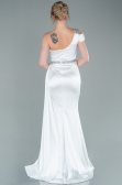Abendkleid Lang Satin Weiß ABU2363