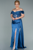 Kleider in Großen Größen Lang Satin Indigo ABU2371