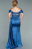 Kleider in Großen Größen Lang Satin Indigo ABU2371