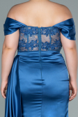 Kleider in Großen Größen Lang Satin Indigo ABU2371