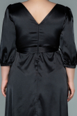 Abendgarderobe in Großen Größen Midi Satin Schwarz ABK1410