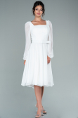 Partykleid Midi Chiffon Weiß ABK1441