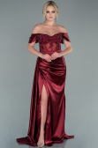 Weinrot Abendkleid Satin Lang ABU2087