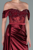 Weinrot Abendkleid Satin Lang ABU2087