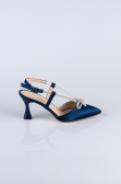 Party-Schuhe Satin Marineblau AB1084
