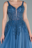 Designer Abendkleid Lang Indigo ABU2090