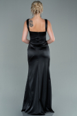 Abschlusskleid Lang Satin Schwarz ABU2479
