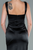 Abschlusskleid Lang Satin Schwarz ABU2479
