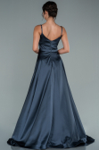 Anthrazit Abendkleid Satin Lang ABU1601