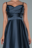 Anthrazit Abendkleid Satin Lang ABU1601
