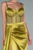 Pistaziengrün Abendkleid Satin Lang ABU2130