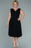 Kleider in Großen Größen Midi Chiffon Schwarz ABK1467