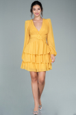 Gelb Partykleid Chiffon Mini ABK171