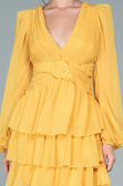 Gelb Partykleid Chiffon Mini ABK171