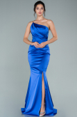 Abschlusskleid Lang Satin Sächsischblau ABU2518
