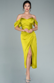 Pistaziengrün Partykleid Satin Midi ABK1404