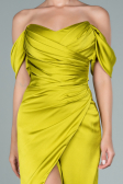 Pistaziengrün Partykleid Satin Midi ABK1404