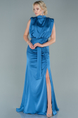 Indigo Abendkleid Satin Lang ABU2133