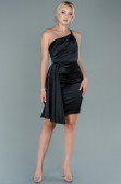 Partykleid Kurz Satin Schwarz ABK1487