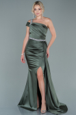 Khaki Abendkleid Satin Lang ABU2363
