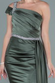 Khaki Abendkleid Satin Lang ABU2363