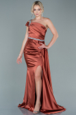 Zimtfarben Abendkleid Satin Lang ABU2363