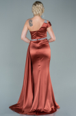 Zimtfarben Abendkleid Satin Lang ABU2363