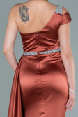 Zimtfarben Abendkleid Satin Lang ABU2363