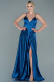 Grau-Indigo Abendkleid Satin Lang ABU1458